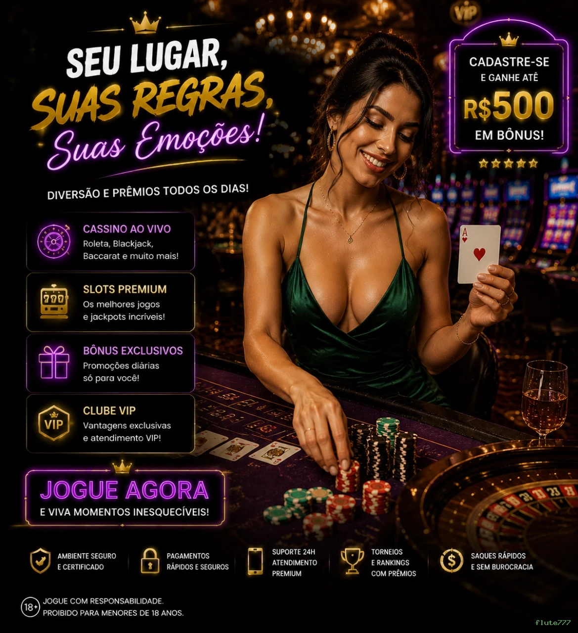 Aplicativo móvel flute777 para iOS e Android